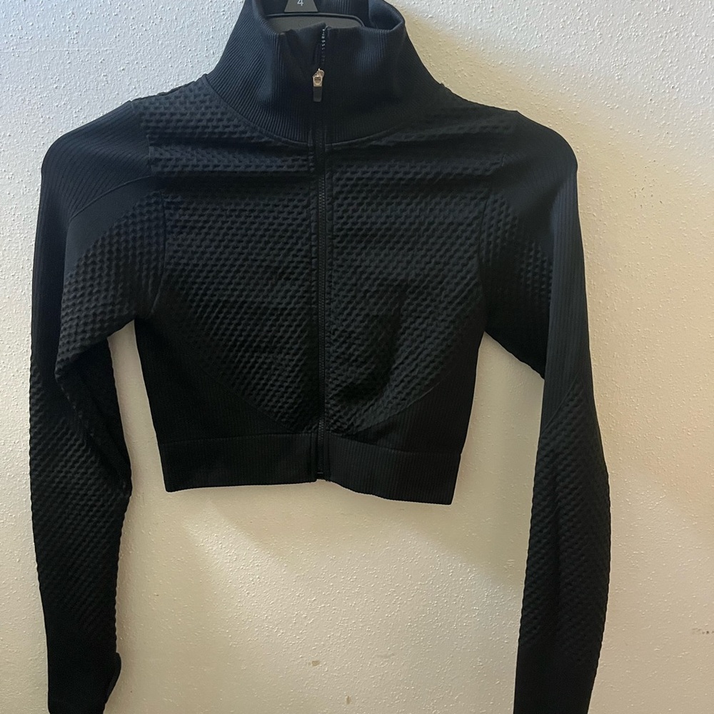 Black Textured Zip-Up Jacket